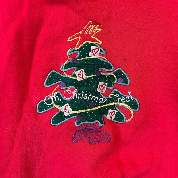 Great American Christmas Sweatshirt Womens XL Red Tree Embroidered Vtg Grandma - Picture 2 of 8